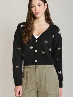 Dex Embroidered Flower Cardigan