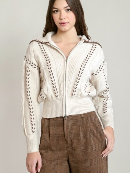Dex Cable Zip-up Cardigan