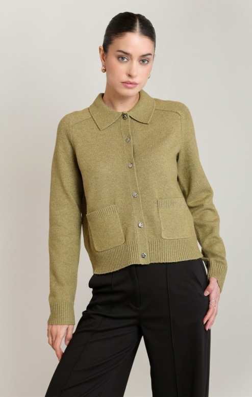 Black Tape Ribbed Cardigan Sweater