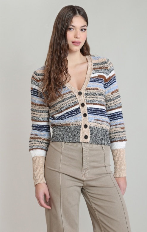 Dex Melange Striped Cardigan