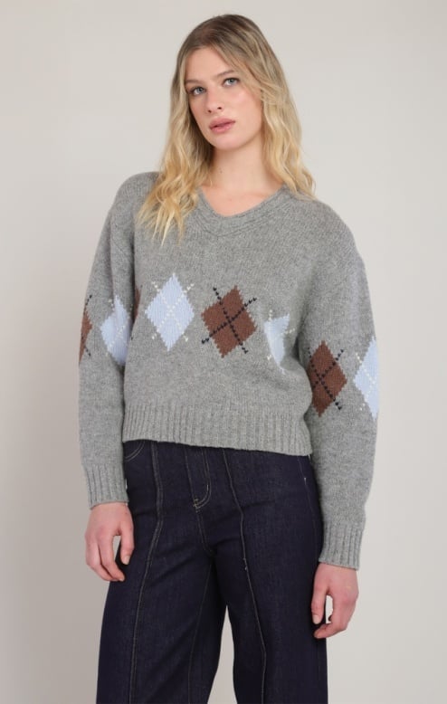 Room 34 Argyle Sweater Top