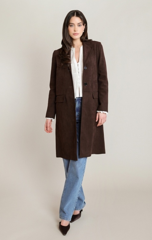 Black Tape Suede Coat