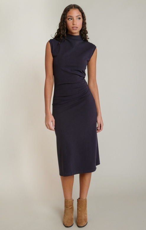 Black Tape Mockneck Midi Dress