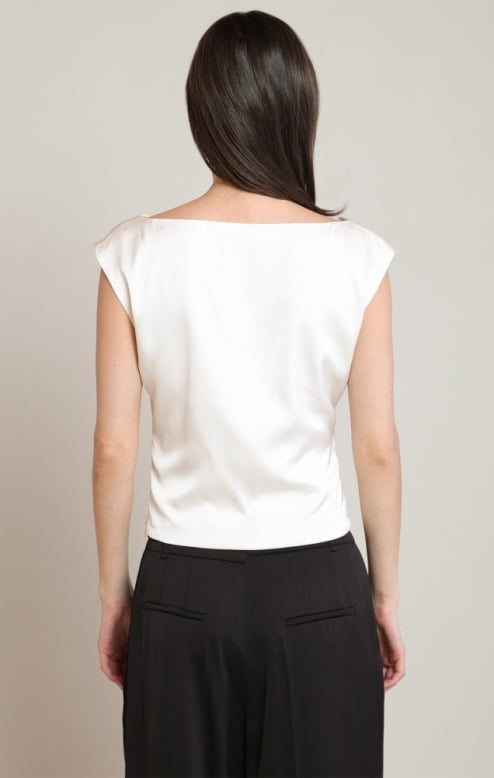 Black Tape Draped Satin Top