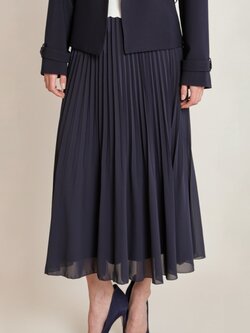 Black Tape Pleated Midi Skirt