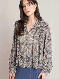 Black Tape Orchid Print Blouse