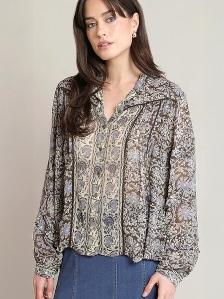 Black Tape Orchid Print Blouse