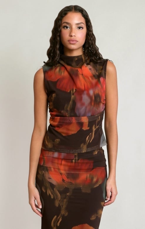 Dex Mesh Floral Top