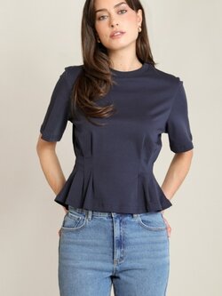 Black Tape Cinched Waist Tee