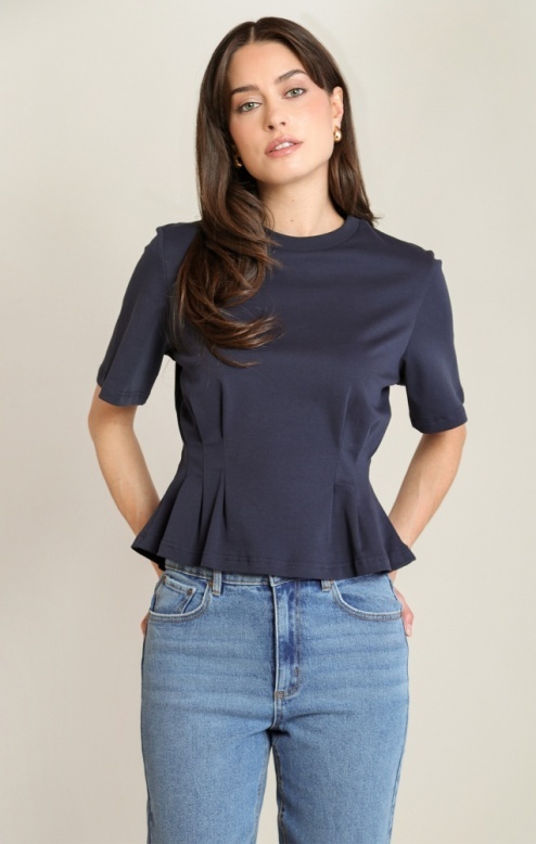 Black Tape Cinched Waist Tee