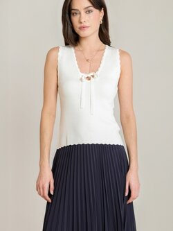 Black Tape Scalloped Knit Top