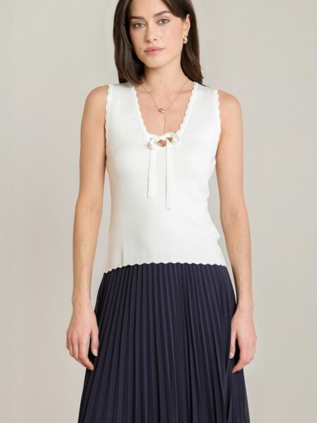 Black Tape Scalloped Knit Top