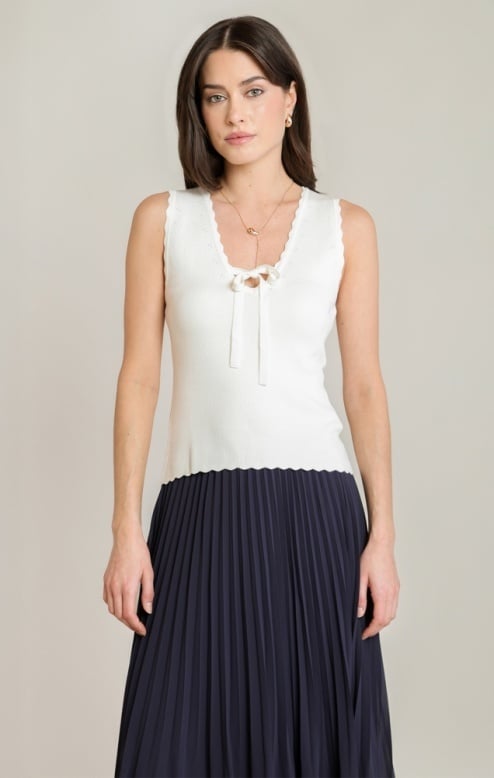Black Tape Scalloped Knit Top