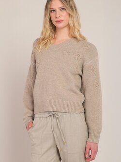 Room 34 Flower Embroidered Sweater Top