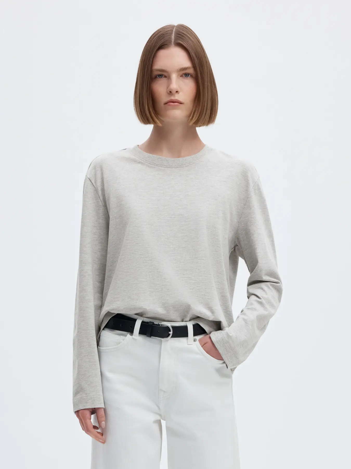 Selected Essential Long Sleeve Boxy Tee