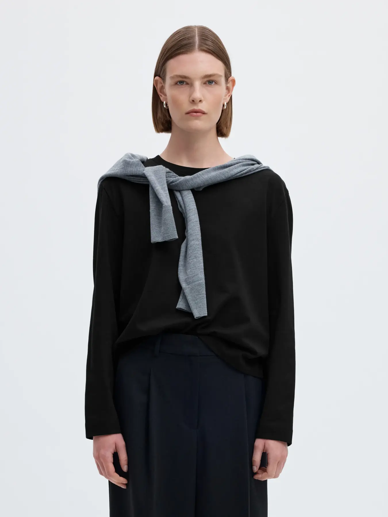 Selected Essential Long Sleeve Boxy Tee