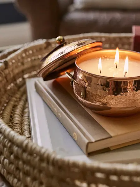 Thymes Poured Candle Copper Pot 3-Wick Simmered Cider