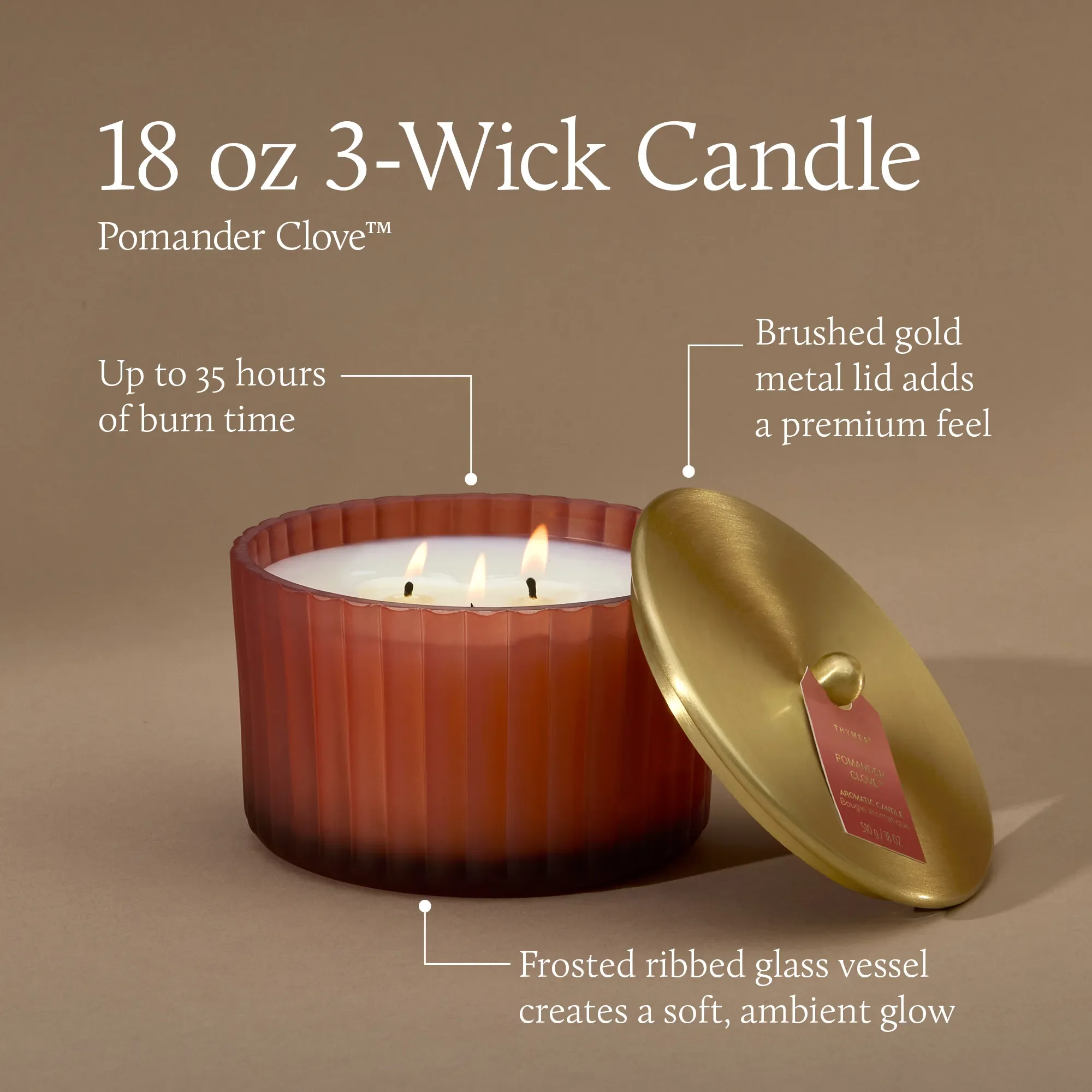 Thymes Poured Candle 3-Wick Pomander Clove 18oz