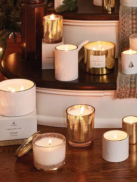 Thymes Gilded Votive Candle Gold Frasier Fir