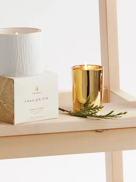 Thymes Gilded Ceramic Poured Candle Frasier Fir Petite 6oz
