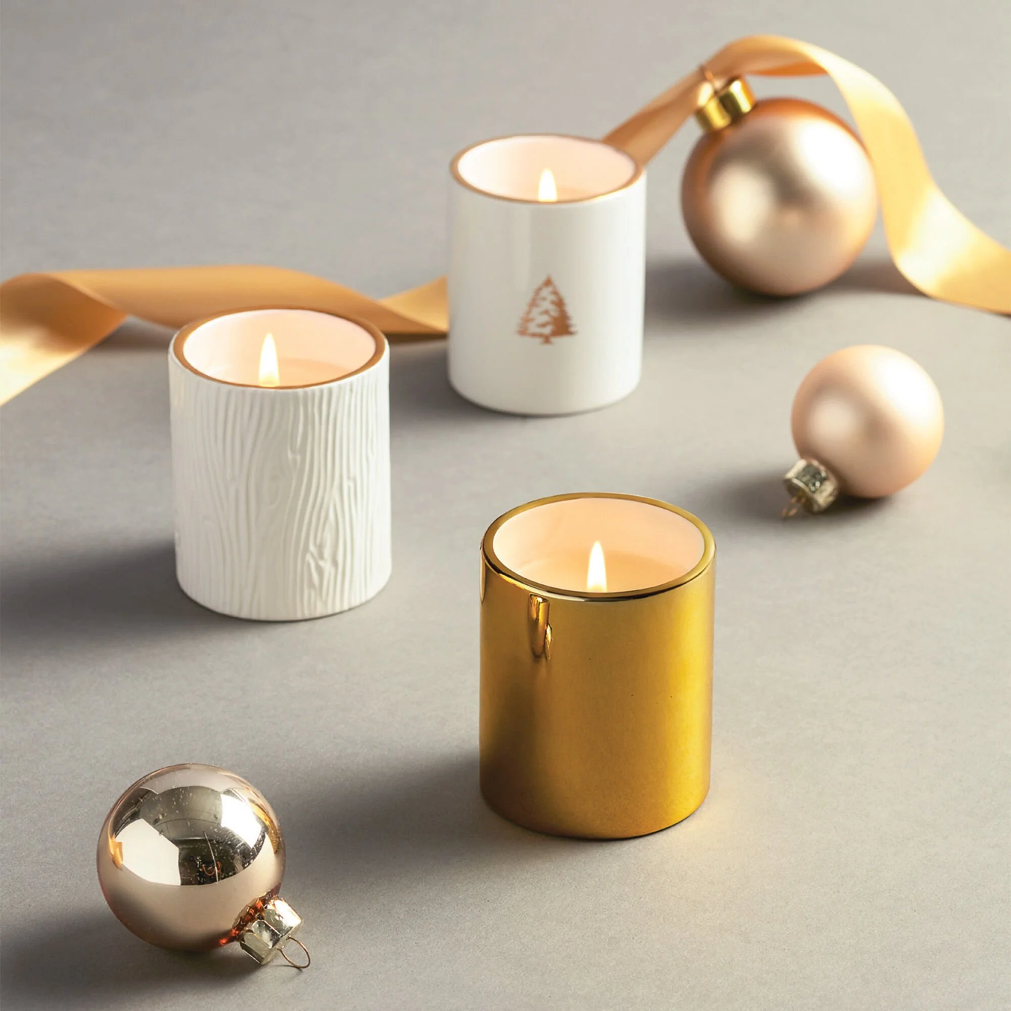 Thymes Gilded Poured Candle Trio Set Frasier Fir 3oz