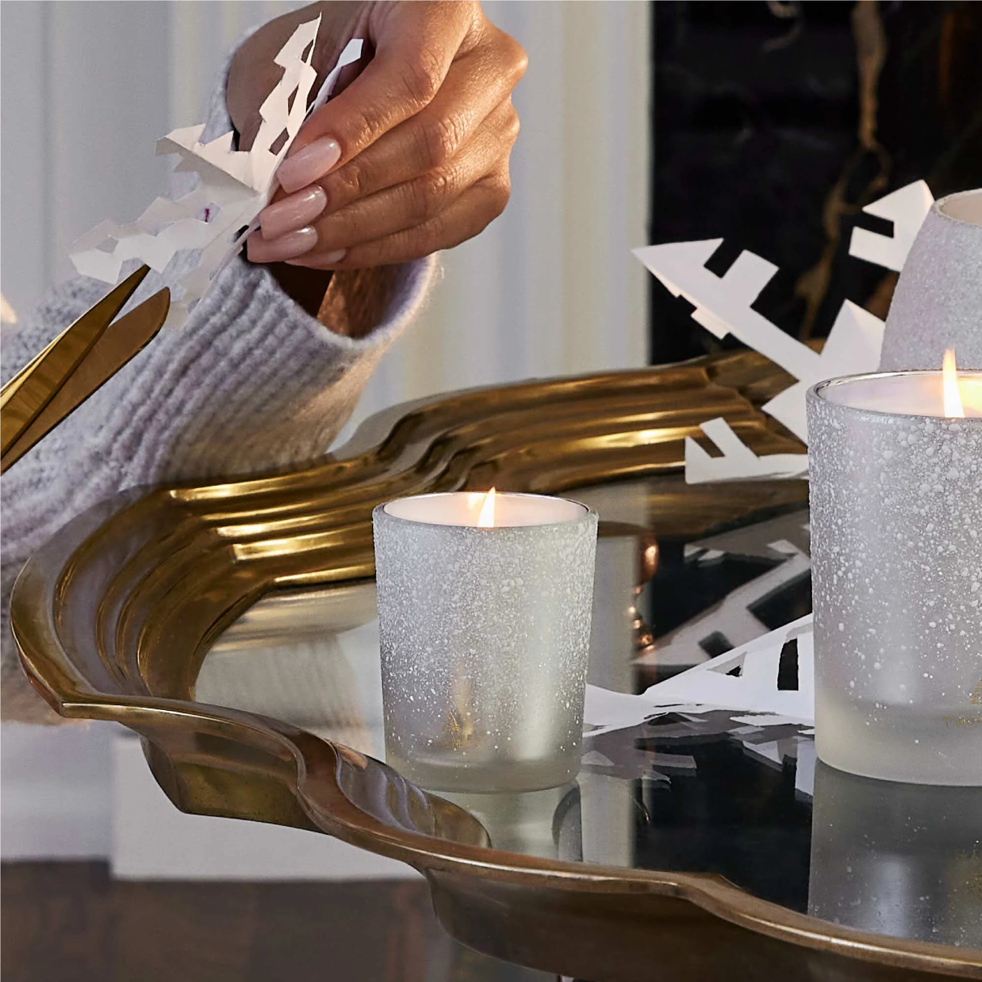 Thymes Flocked Votive Candle Frasier Fir 2oz