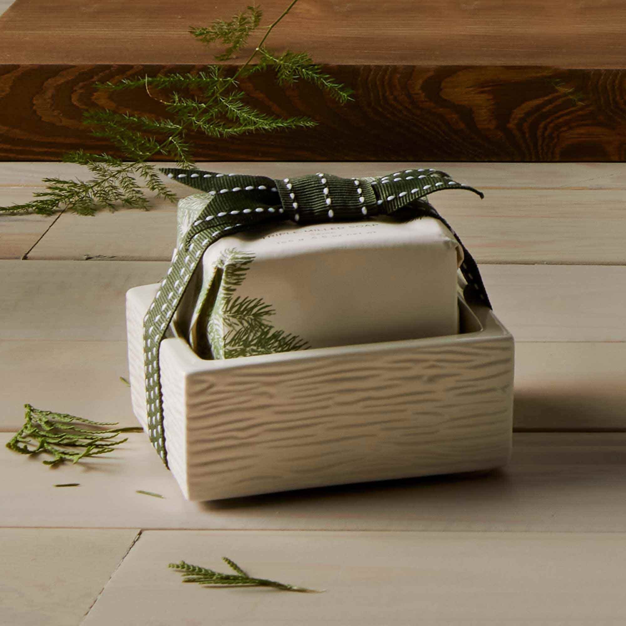 Thymes Bar Soap & Dish Set Frasier Fir