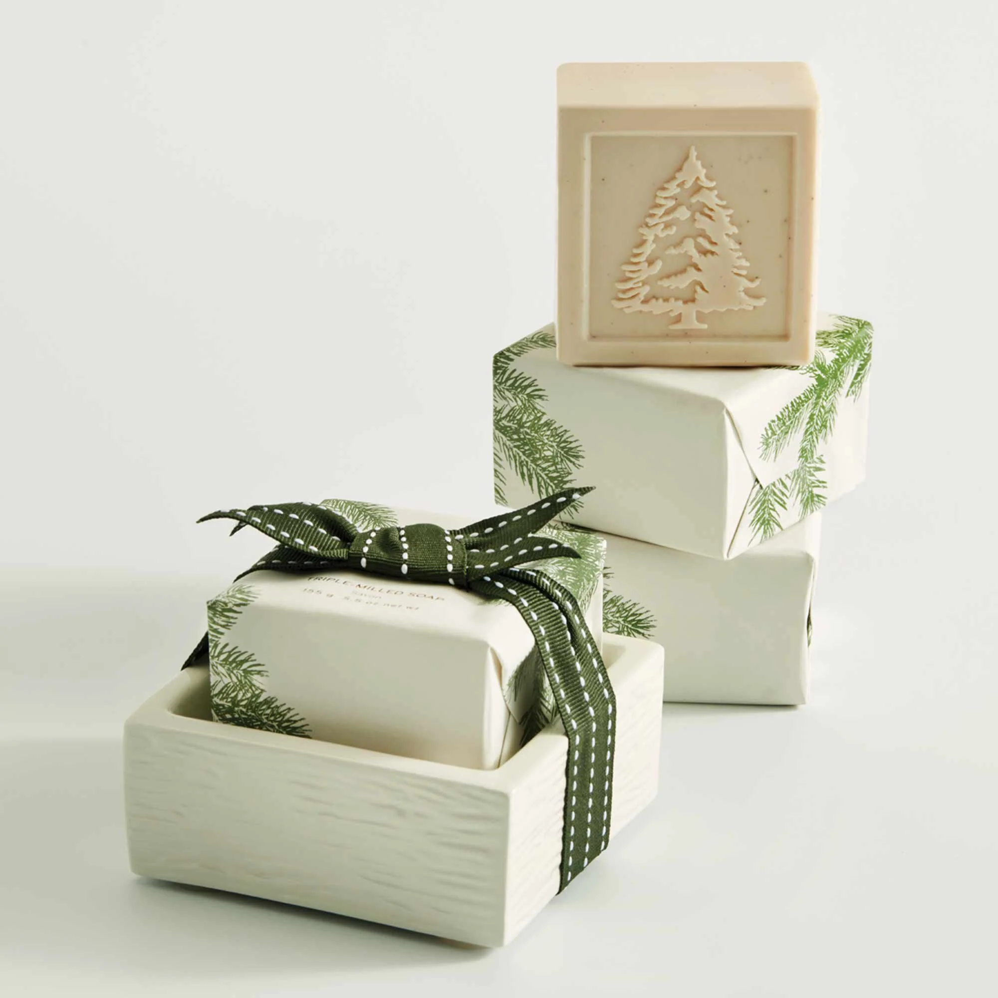 Thymes Bar Soap & Dish Set Frasier Fir