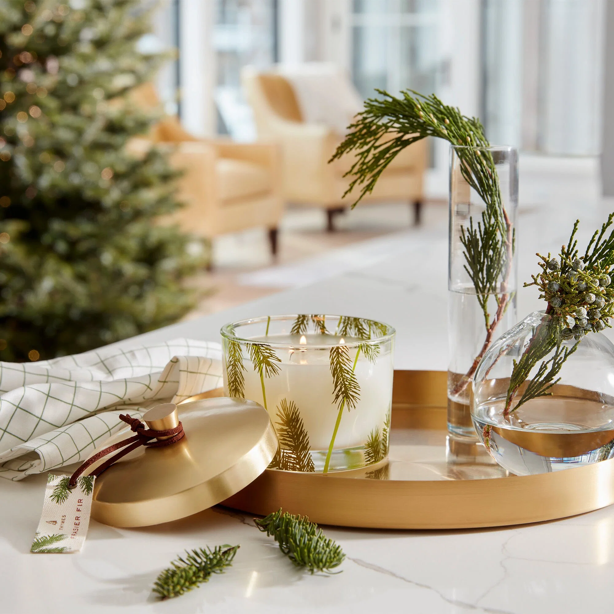 Thymes Poured Candle 3-Wick Pine Needle Frasier Fir
