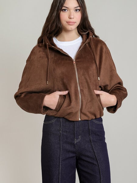 Dex Faux Suede Hooded Bomber
