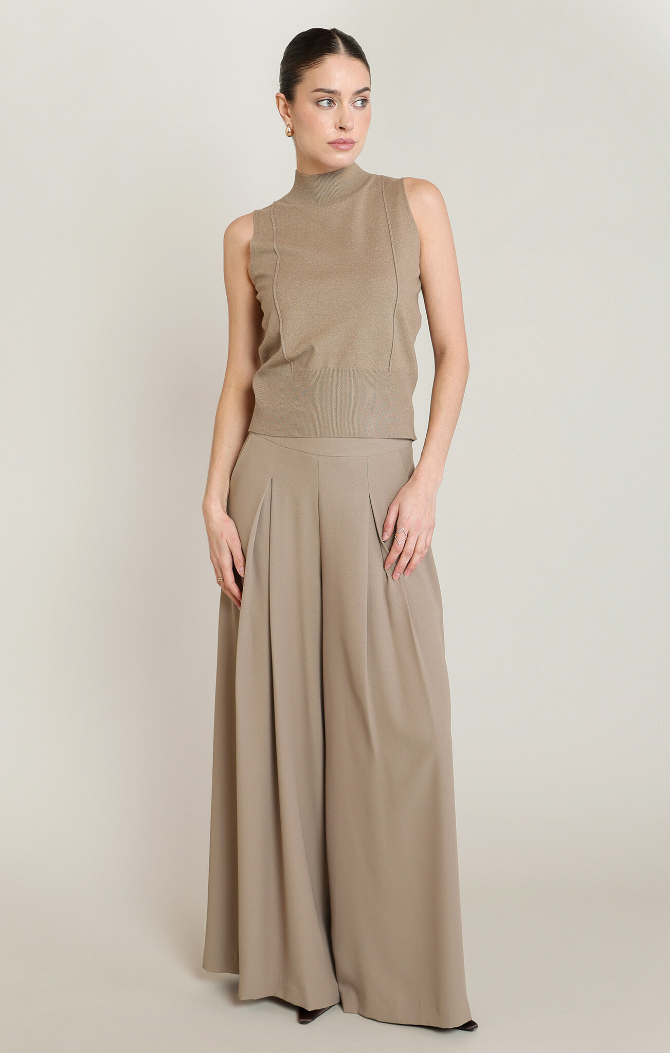 Black Tape Mock Neck Sleeveless Top