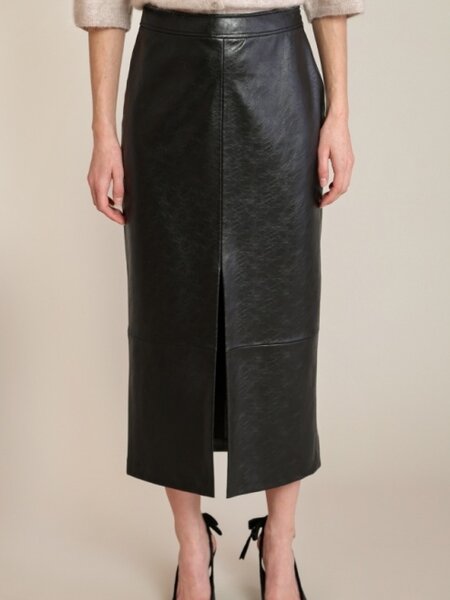 Black Tape Faux Leather Skirt