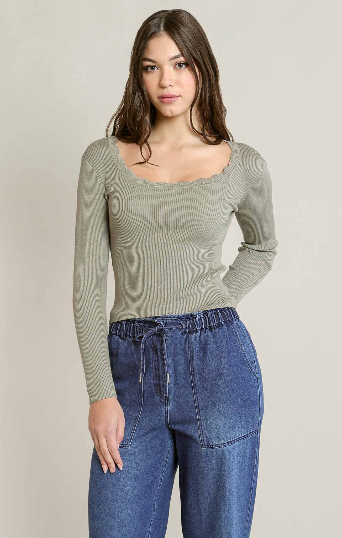 Dex Scallop Neckline Sweater