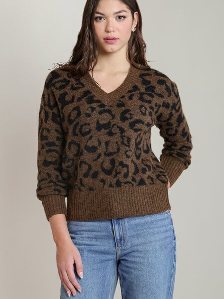 Dex Leopard V-Neck Sweater