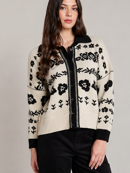 Dex Flower Jacquard Cardigan
