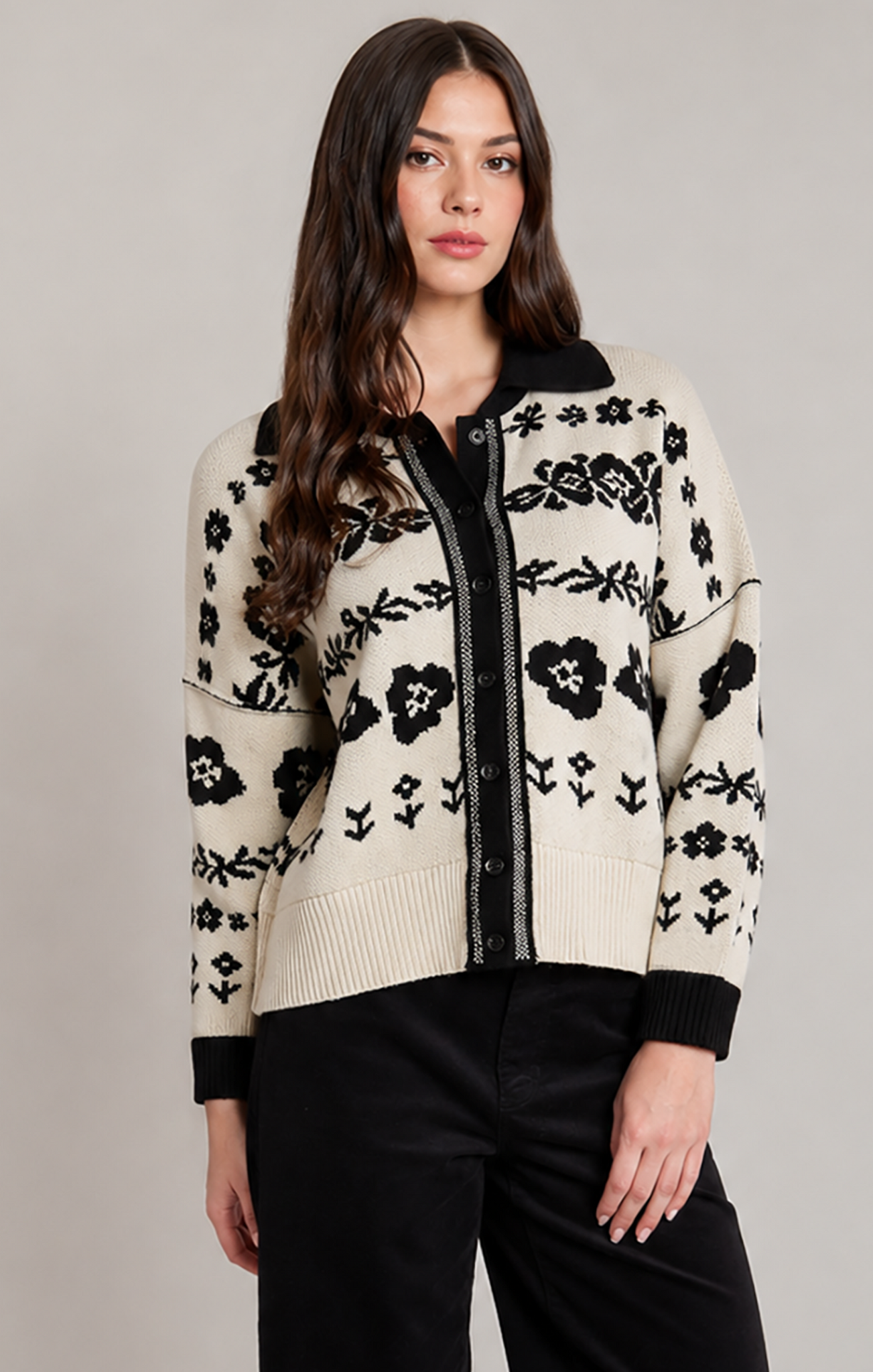 Dex Flower Jacquard Cardigan