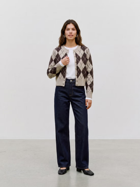 Vero Moda Halo Long Sleeve O Neck Argyle Cardigan