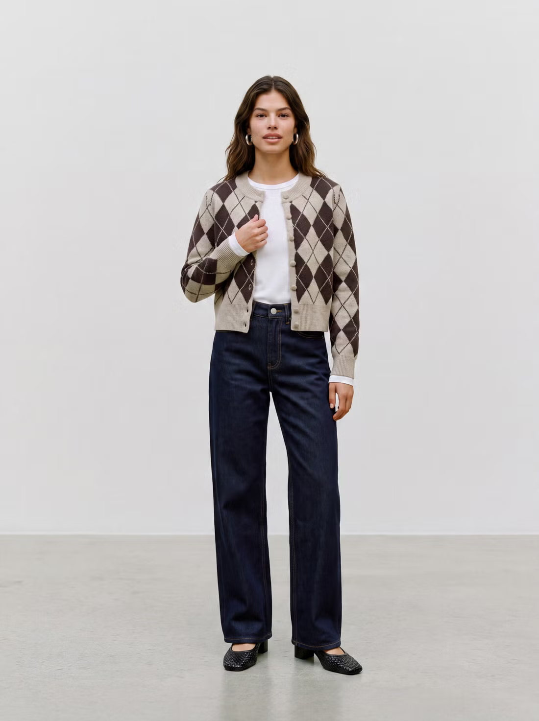 Vero Moda Halo Long Sleeve O Neck Argyle Cardigan