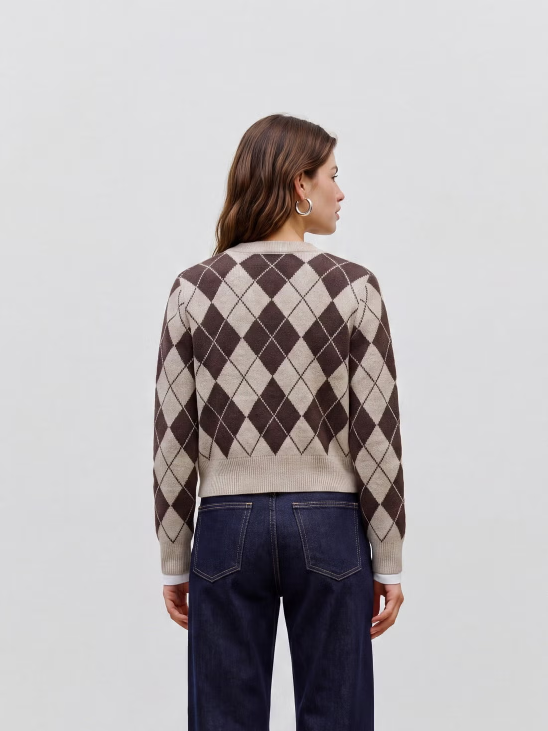 Vero Moda Halo Long Sleeve O Neck Argyle Cardigan