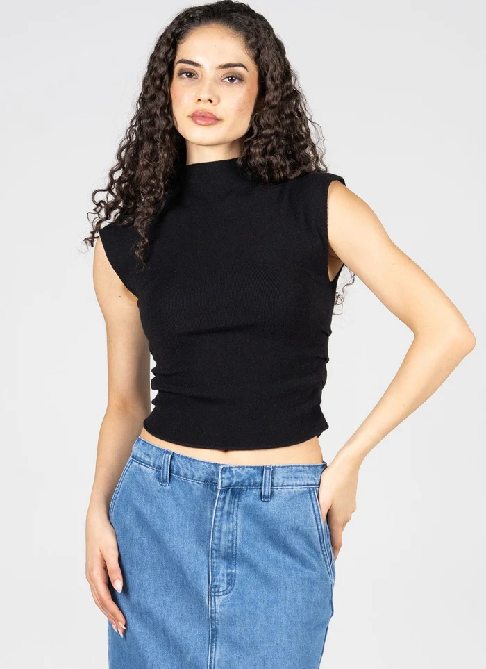 Cest Moi Viscose Blend SS High Neck Top