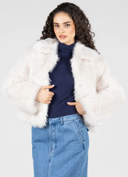 Cest Moi Faux Fur Crop Jacket