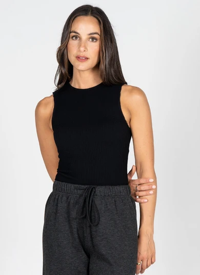 Cest Moi Seamless Textured Crew Neck Tank
