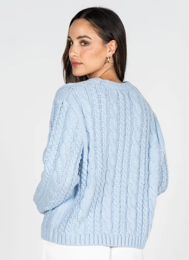 Cest Moi Cable Knit Crewneck Sweater