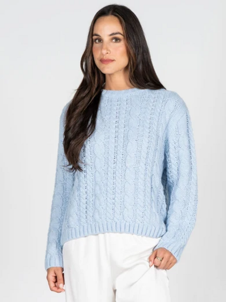 Cest Moi Cable Knit Crewneck Sweater