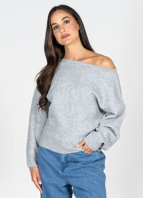 Cest Moi Off Shoulder Knit Sweater