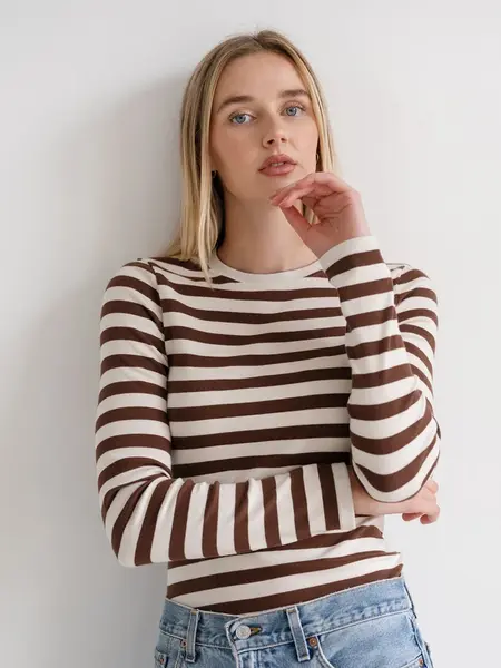 Brunette The Label Ribbed Fitted Long Sleeve