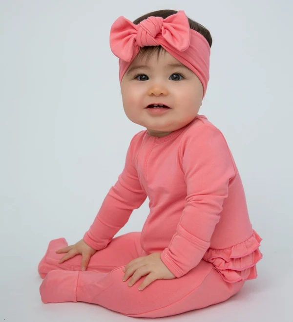 Choto Baby 2 Way Ruffle Back Zipper Footie