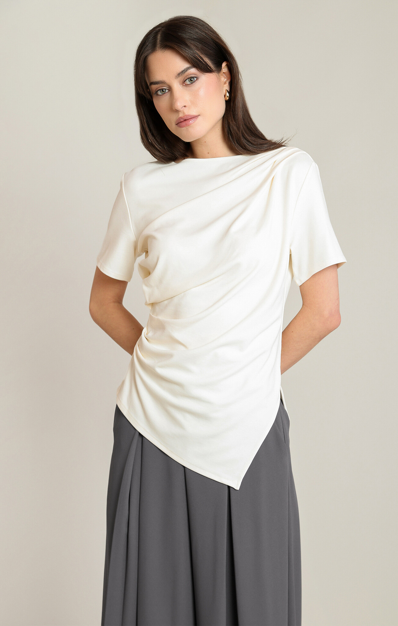 Black Tape Draped Asymmetric T-Shirt