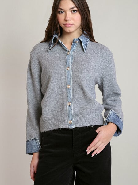 Dex Denim Trim Sweater Shirt