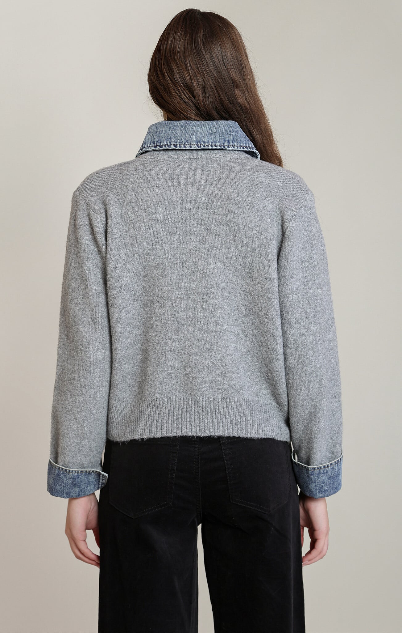 Dex Denim Trim Sweater Shirt